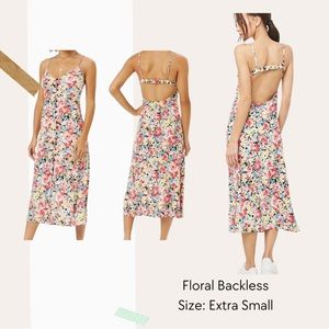 Multicolor floral print midi relaxed fit a line